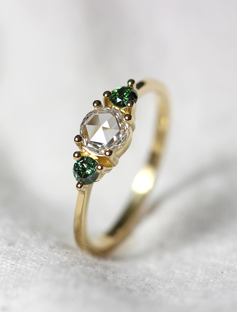 dainty, elegant handmade ring with lab grown diamond