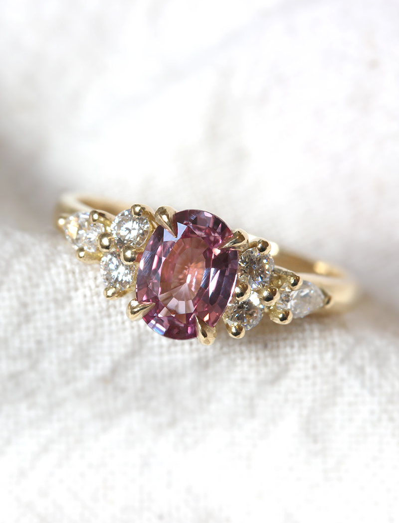 dainty engagement ring pink stone